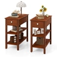 thumbnail image 1 of Gymax 2 PCS Narrow End Tables w/Drawer Shelves & Rubber Wood Legs Sofa Side Table, 1 of 10