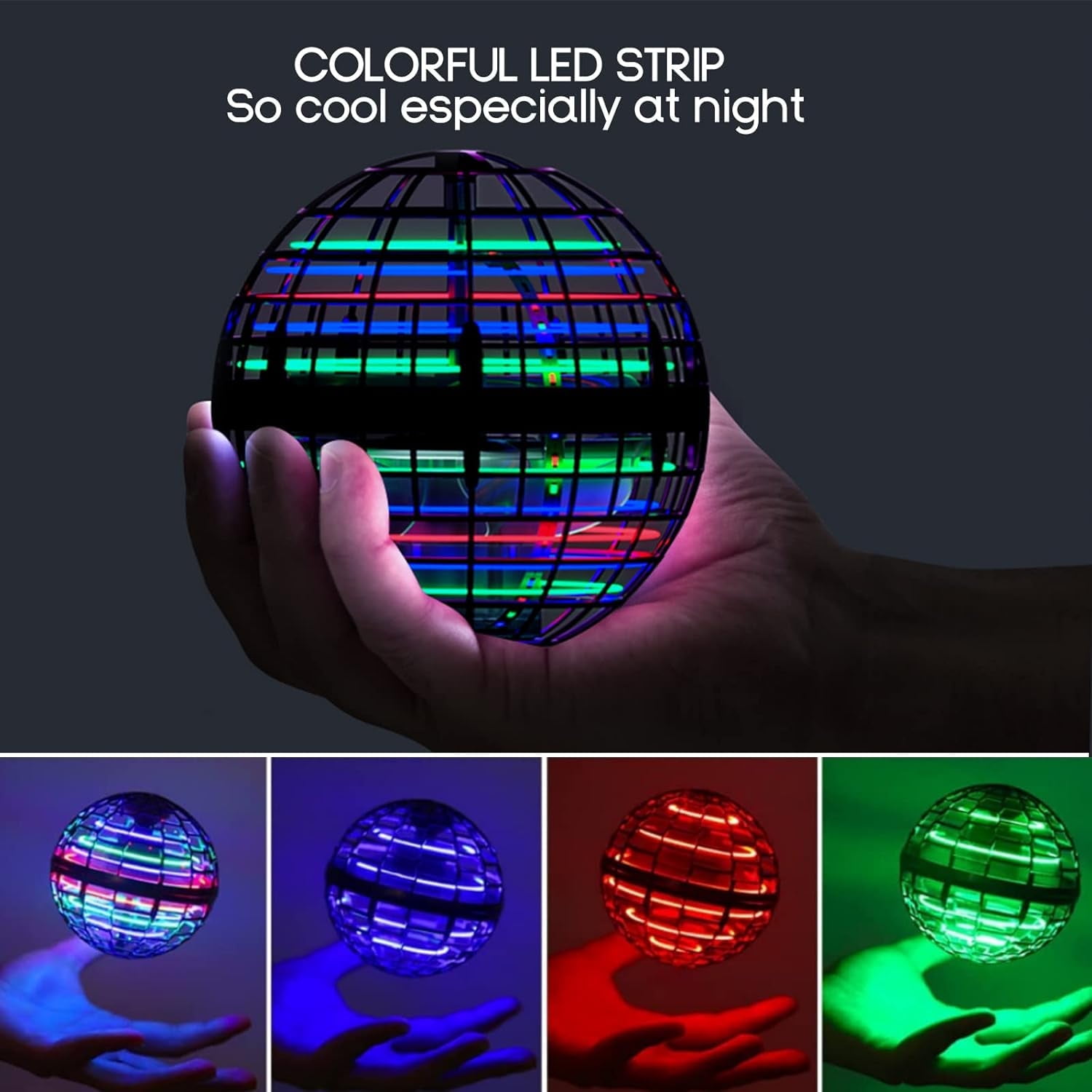 Flying Ball Toys, Hover Orb, Upgrade Flying Orb Mini Drone Floating Boomerang Ball 360°Rotating LED Light Fly Spinner Cool Toys Magic Toy Safe for Kids Teen Adults Indoor Outdoor