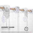 thumbnail image 6 of ZOPZO Embroidered Sheer Curtains Faux Linen Leaves Design, Dark Gray/White, 52W x 63L Inch, Rod Pocket Window Panels for Living Room Bedroom, 2 Panels, 6 of 6