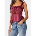 thumbnail image 4 of LMLYSoH Women Babydoll Tank Tops Slim Lace Trim Square Neck Sleeveless Backless Crop Shirt Summer Streetwear, 4 of 9