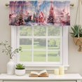 thumbnail image 2 of Pink Christmas Curtain Valances for Windows, Kitchen Valance Window Treatments Panel 2 Pack, Xmas Tree Farmhouse Snowflake Rod Pocket Short Curtains for Bathroom Bedroom 54 x 18 Inch, 2 of 8
