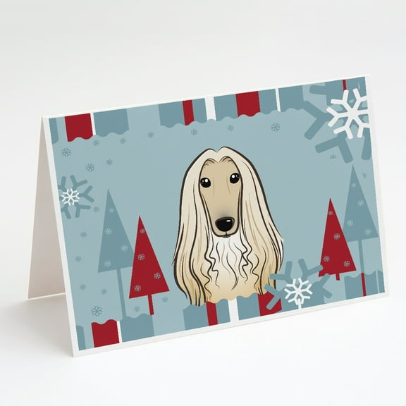 Winter Holiday Afghan Hound Greeting Cards and Envelopes Pack of 8