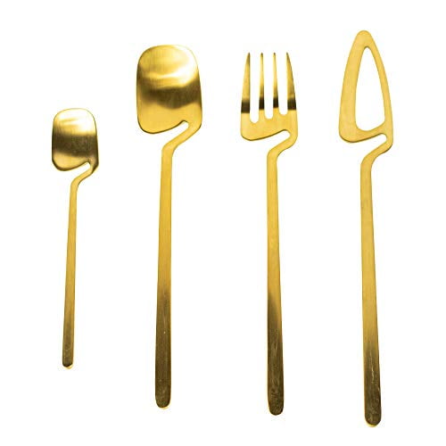 Profile Flatware 24 Piece Brushed Gold Flatware Set For 6 Stainless Steel Home Kitchen Tableware Cutlery Set Brushed Finish Dishwasher Safe Service For 6 Dinnerware Set Walmart Com Walmart Com