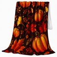 thumbnail image 2 of Rustic Pumpkin Maple Leaf Autumn Harvest Scene, Rustic Botanical Portrait, Warm Flannel Blanket for Living Room and Bedroom, Art Lovers Thanksgiving Gift, Rustic Home Decor, 2 of 9