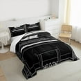 thumbnail image 3 of Manfei Teens Piano Music Queen Comforter Set, Geometric Stripes Bedding Comforter Set, Black White Musical Note Bedding Set, Super Cozy Room Decor, 3-Piece, 3 of 8