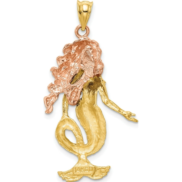 14k Two-Tone Gold Two-Tone Mermaid (21x43mm) Pendant Charm