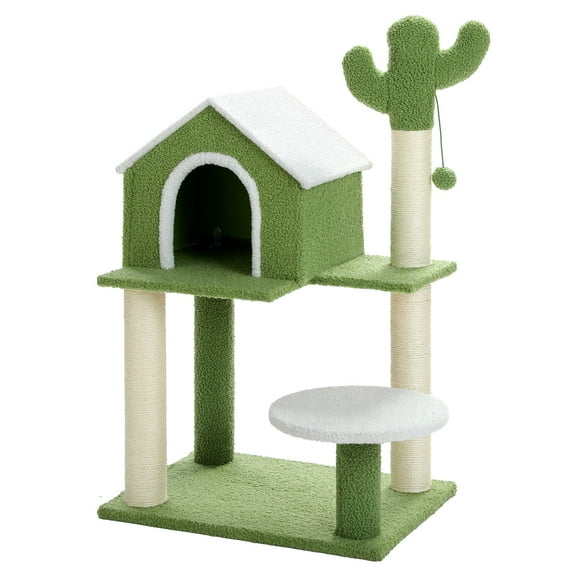 Made4Pets Cat Tree with Cozy Cat Condo and Scratching Post, 21.3"x15.6"x34.5"