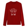 thumbnail image 3 of Tawop T-Shirts pour Femmes Blouse Col Rond Manches Longues Décontractée Imprimée Rouge TG, 3 of 3