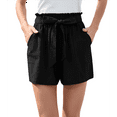 thumbnail image 3 of Women Casual Shorts Bowknot Tie Waist Summer Shorts with Pockets Black XL, 3 of 7