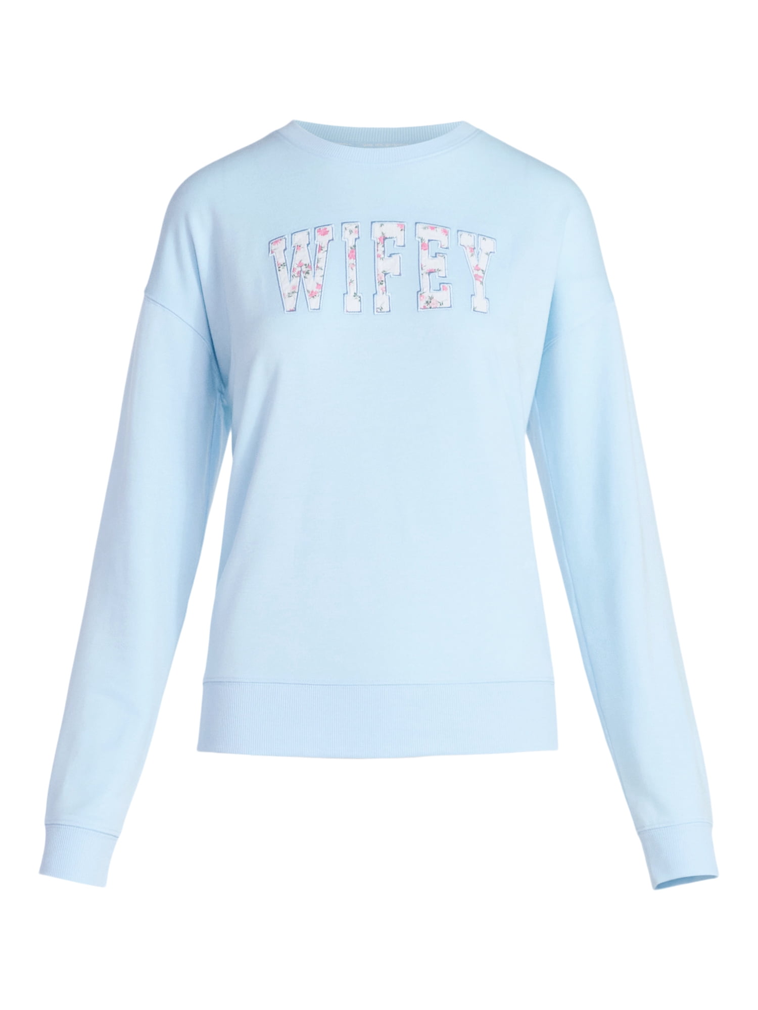 Joyspun Women's French Terry Knit Bridal Long Sleeve Sleep Top, Sizes XS to 3X