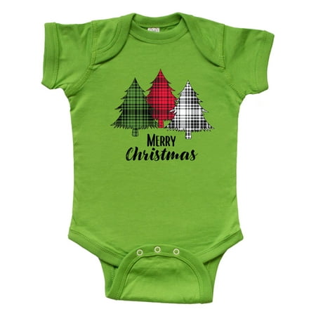 

Inktastic Merry Christmas Plaid Trees Gift Baby Boy or Baby Girl Bodysuit