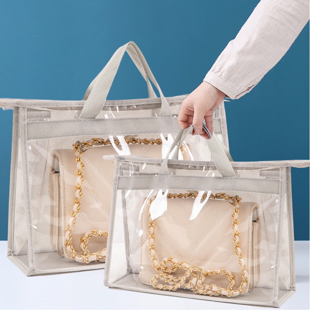  OLizee Stylish Handbags Closet Space-saving Storage Bag  Organizer Purse Holder PVC Dustproof Bag with Zipper and Handle : Home &  Kitchen