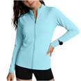 thumbnail image 5 of Vinsonshop Women's Outdoor Sun Protection Jacket UPF 50+ Lightweight Athletic Full Zip Long Sleeve Hiking Shirt with Pockets Light Blue L, 5 of 7