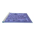 thumbnail image 2 of Ahgly Company Machine Washable Indoor Round Oriental Blue Traditional Area Rugs, 7' Round, 2 of 4