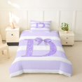 thumbnail image 2 of Erosebridal Bling Glitter Print Stripes Twin Bedding For Boys Girls,Teens Purple Bow D Letter Monogrammed Duvet Cover Set,Pink Reversible,2pcs,No Comforter, 2 of 5
