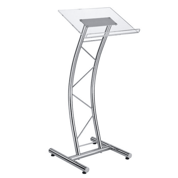 Kingdom KML16CHR Modern & Polished Chrome Podium, Lectern or Pulpit with Large Acrylic Top