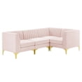 thumbnail image 2 of Modway Triumph Channel Tufted Performance Velvet 4-Piece Sectional Sofa in Pink, 2 of 10