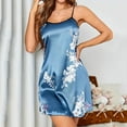 thumbnail image 6 of Sakmal Silky Moomoos for Women Sleep Short Soft Blue Nightwear Floral Sleeveless Chemises for Women, 6 of 7