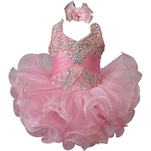 Jenniferwu G153 Infant Toddler Baby Newborn Little Girl's Pageant Party BirthdayDress (as1, Age, 3_Months, 6_Months, Pink)