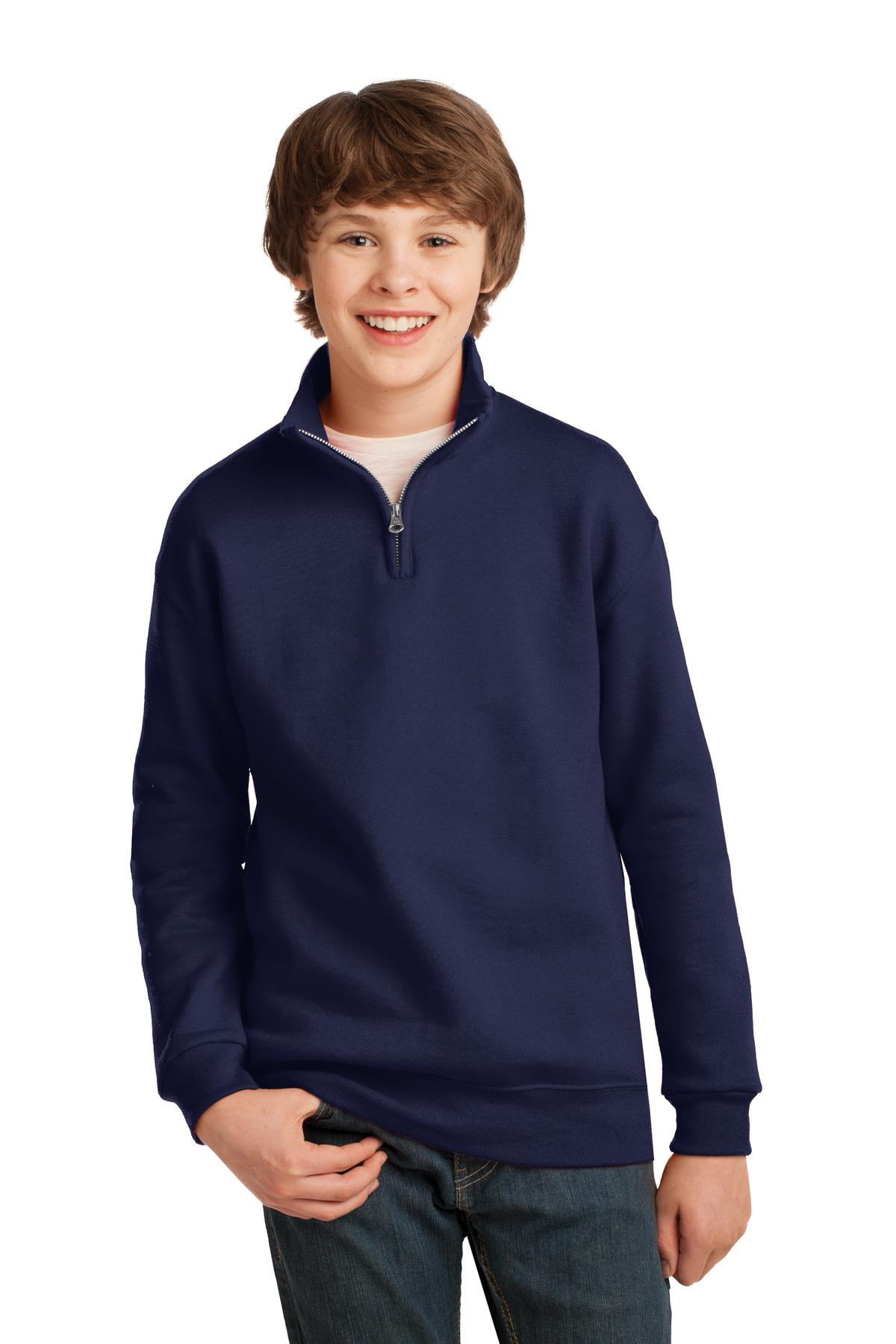 Jerzees Big Boys Quarter-Zip Cadet Collar Pullover Sweatshirt - Walmart.com