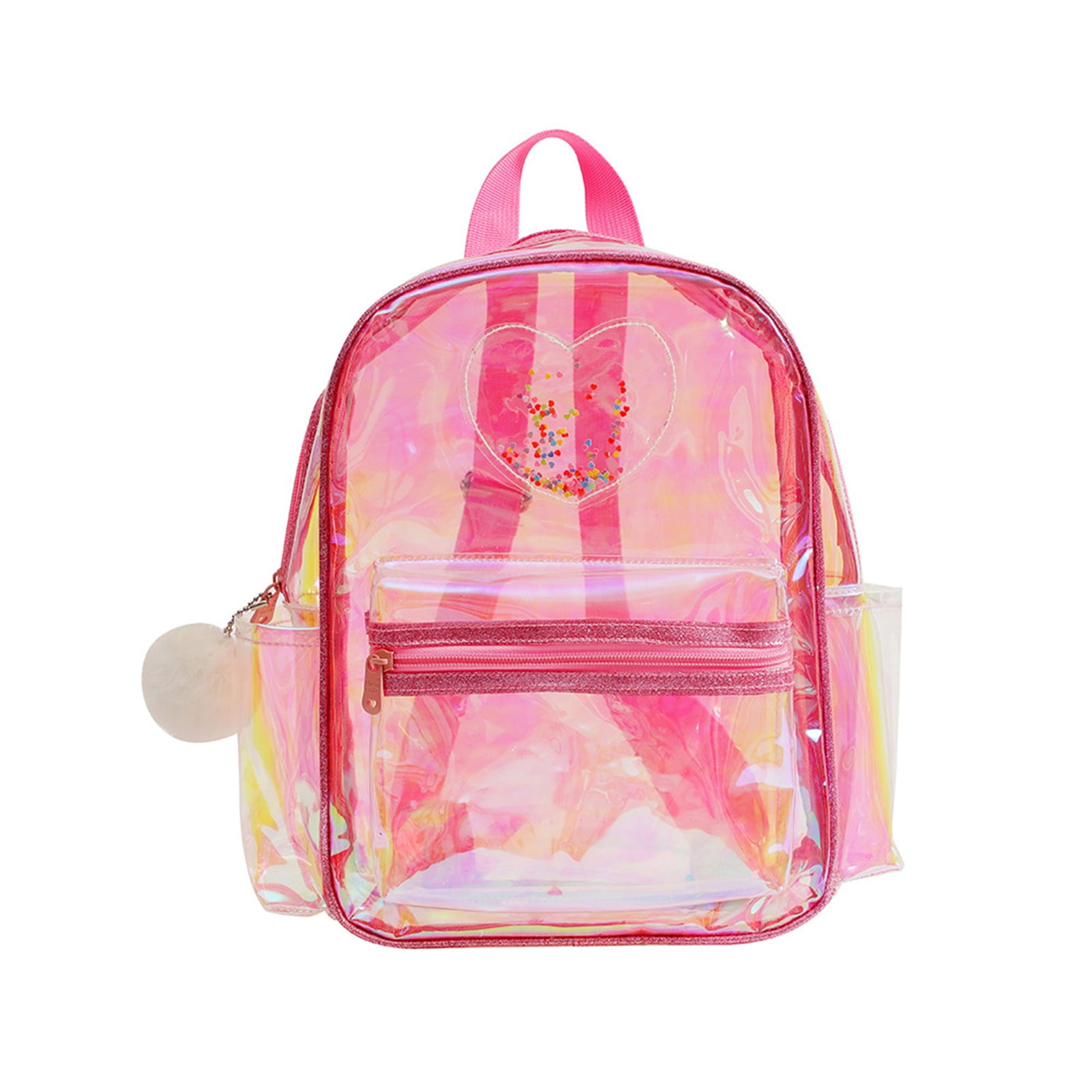 Clear Backpack Heart Pattern Girls Teenage School Book Bag Stationery ...