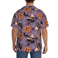 thumbnail image 3 of Lsque Vintage Halloween Black Cat print Men's Cuban Collar Short Sleeve Shirt Summer Beachwear Casual Button Down Fashionable Vacation Leisure Shirt-4X-Large, 3 of 7