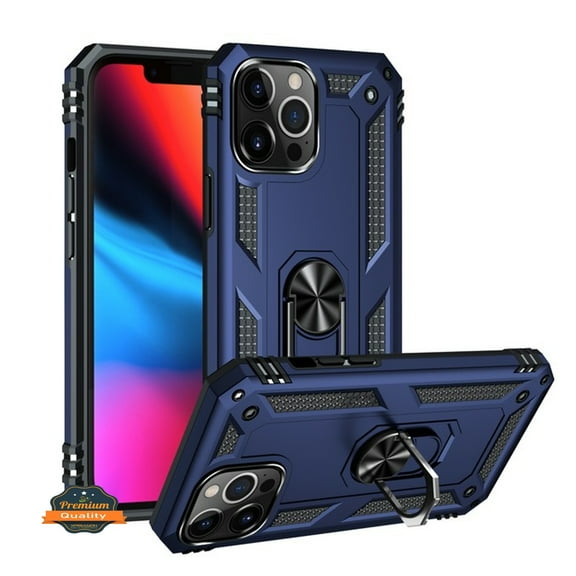 For Apple iPhone 11 Pro (5.8") Shockproof Hybrid Dual Layer PC   TPU with Ring Stand Metal Kickstand Heavy Duty Armor Shell Phone Case Cover by Xpression [Blue]