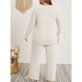 thumbnail image 2 of Cuteduck Womens Plus Size 2 Piece Outfit Set Long Sleeve Wide Leg Pant Loungewear Pajamas Set with Pocket 1X-5X, 2 of 9