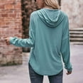 thumbnail image 5 of Aloohaidyvio Tops for Women Womens Fashion Solid V-Neck Button Long Sleeved Hoodie Top, 5 of 6