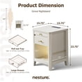 thumbnail image 2 of Nightstand with Charging Station and LED Light, Wood Curved Night Stand with 2 Drawers & Open Shelf, Modern Bedside Table with Side Storage, End Table for Bedroom, White, 2 of 9