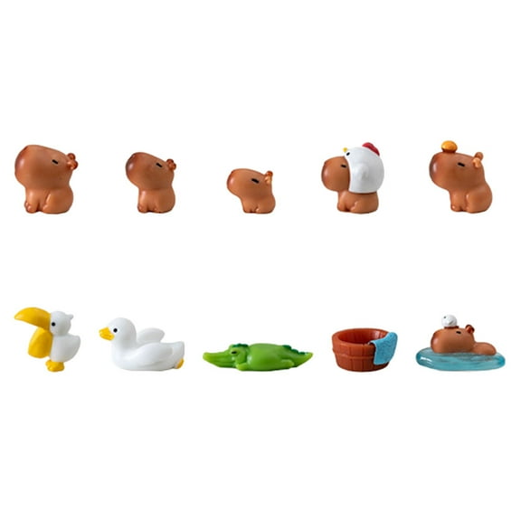 FOMIYES 10Pcs Compact Animal Statue Resin Mini Figures Cute Design For Home Decoration And Garden 2.6x2.5x1.5in