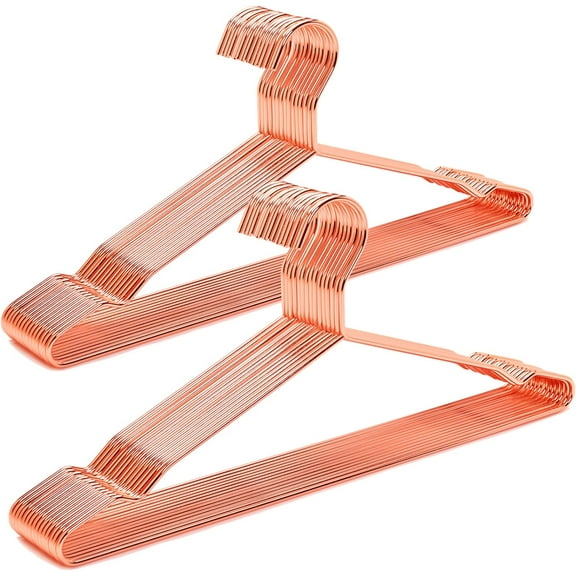 17" Rose Gold Strong Metal Hanger, Copper Clothes Hangers, Heavy Duty Coat Hangers, Standard Suit Hangers for Jacket, Shirt, Dress (Copper, 30)