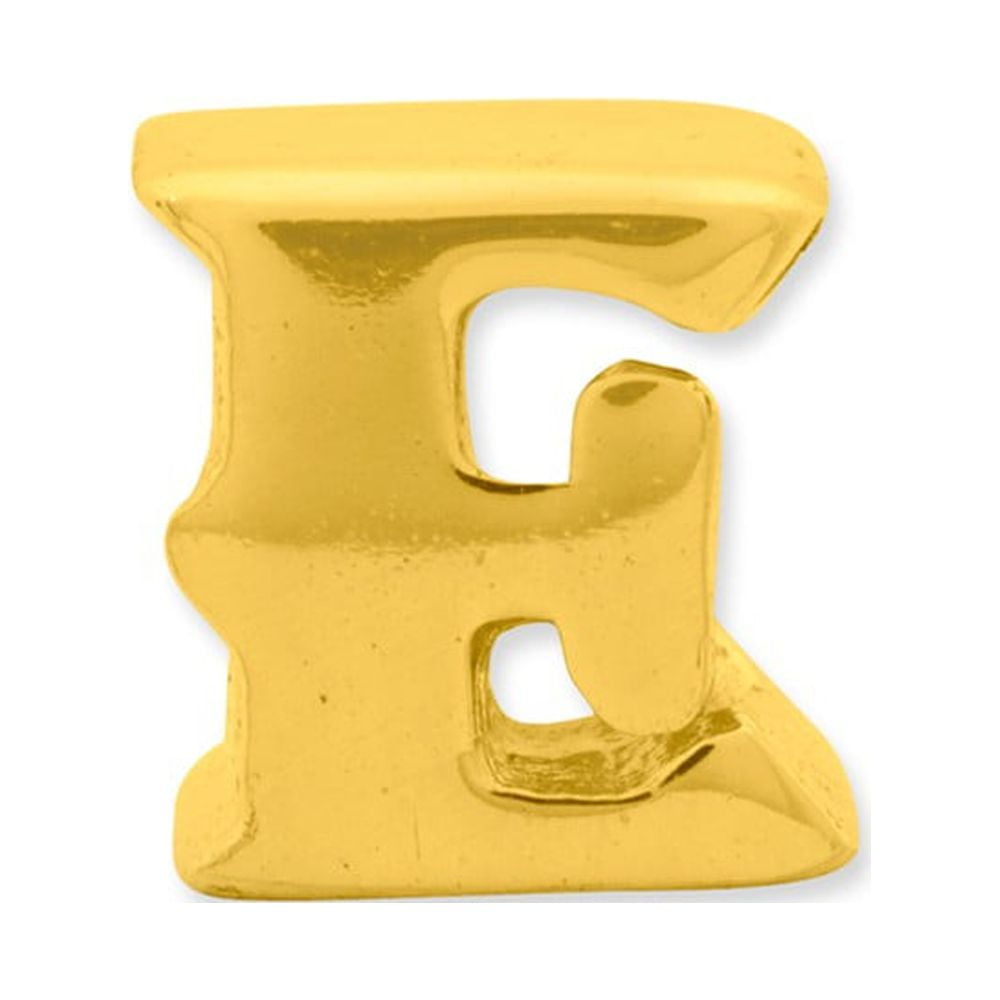 925 Sterling Silver Gold-plated Reflections Letter E Bead; for Adults and Teens; for Women and Men
