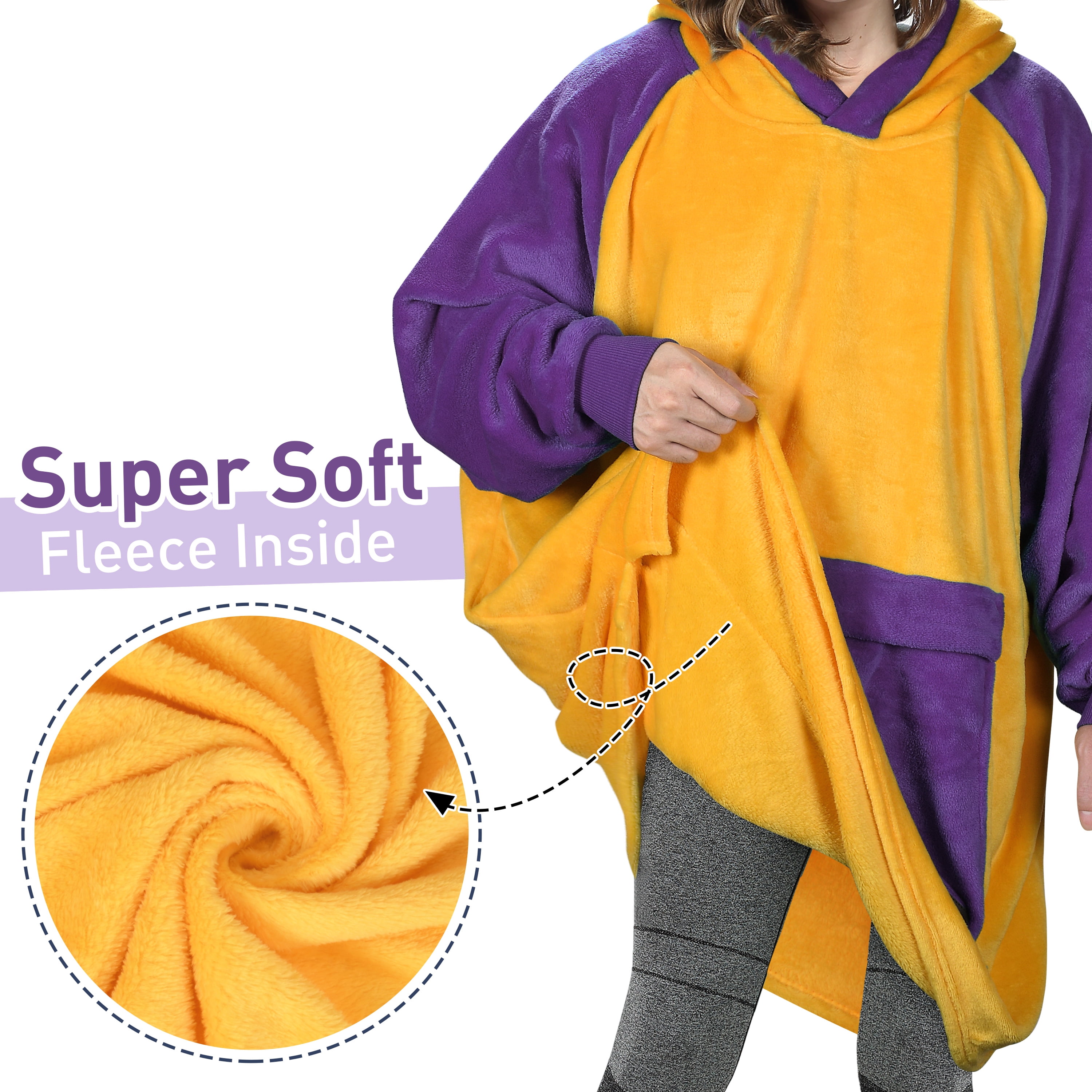 Catalonia Oversized Blanket Hoodie Sweatshirt, Fleece Pullover with Large Front Pocket, for Adults Men Women