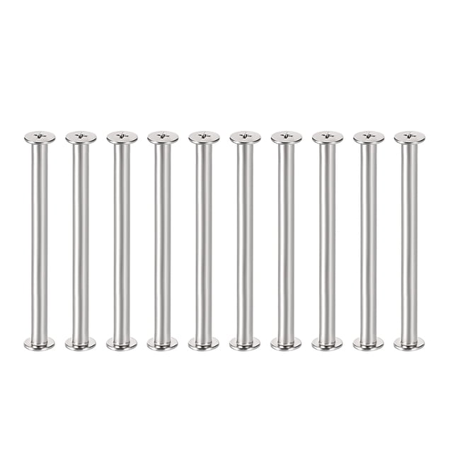 Unique Bargains M4x75mm Rond Tête de Croix Vis Post Fixation en Cuir, Plaqué Nickel, 10Sets
