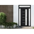 thumbnail image 2 of Front Exterior Prehung Metal-Plastic Door Frosted Glass / Manux 8088 Matte Black / 2 Side and Top Window / Office Commercial and Residential Doors Entrance Patio Garage 60" x 94" Left-hand Inswing, 2 of 5