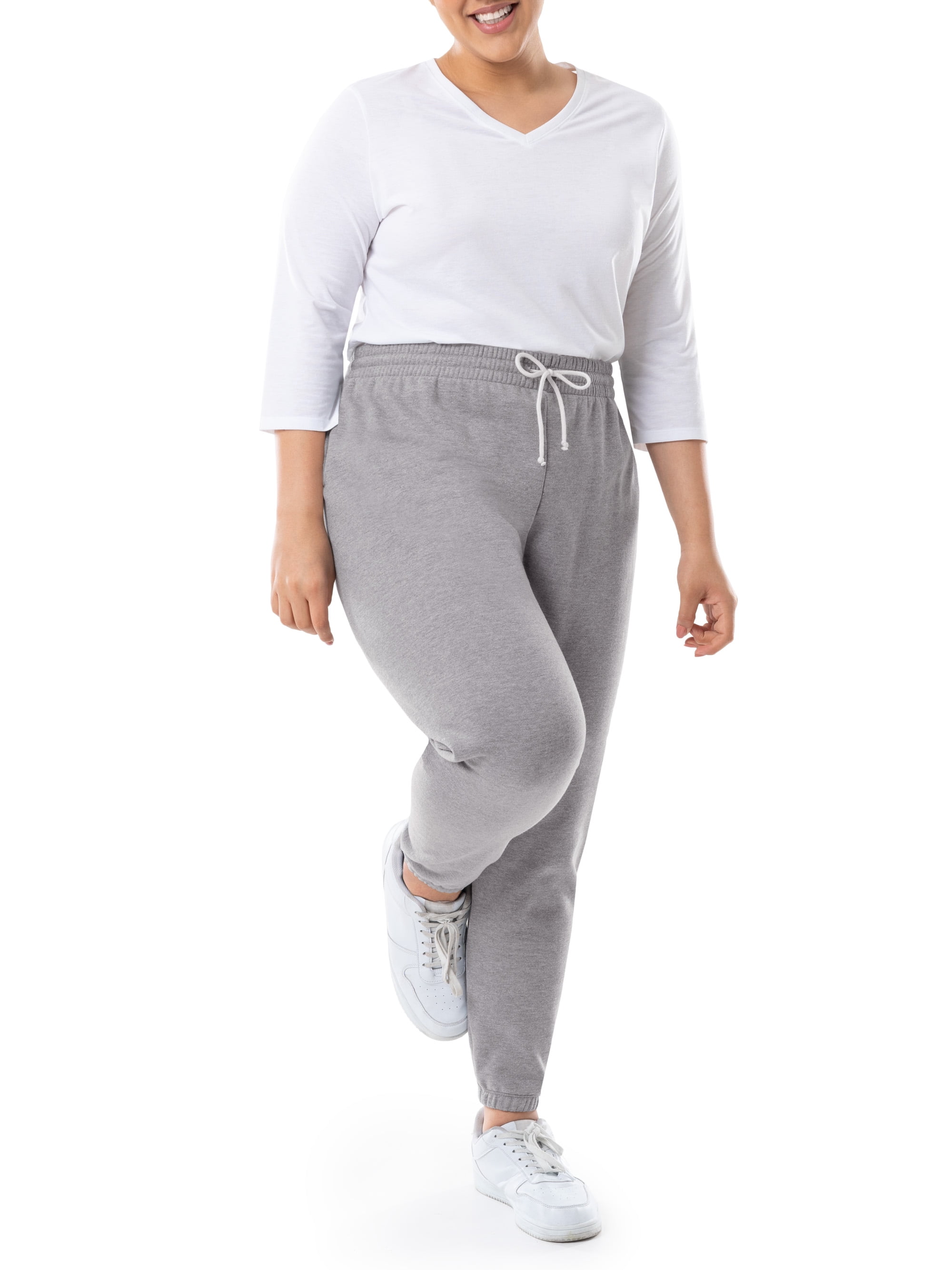 Terra & Sky Women's Plus Size Fleece Sweatpants, 2-Pack