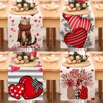 Valentine's Day Table Runner Red Heart Valentines Holiday Theme Runner Kitchen Dining Table Decoration For Home Party Decor 36.61x12.99 Inches