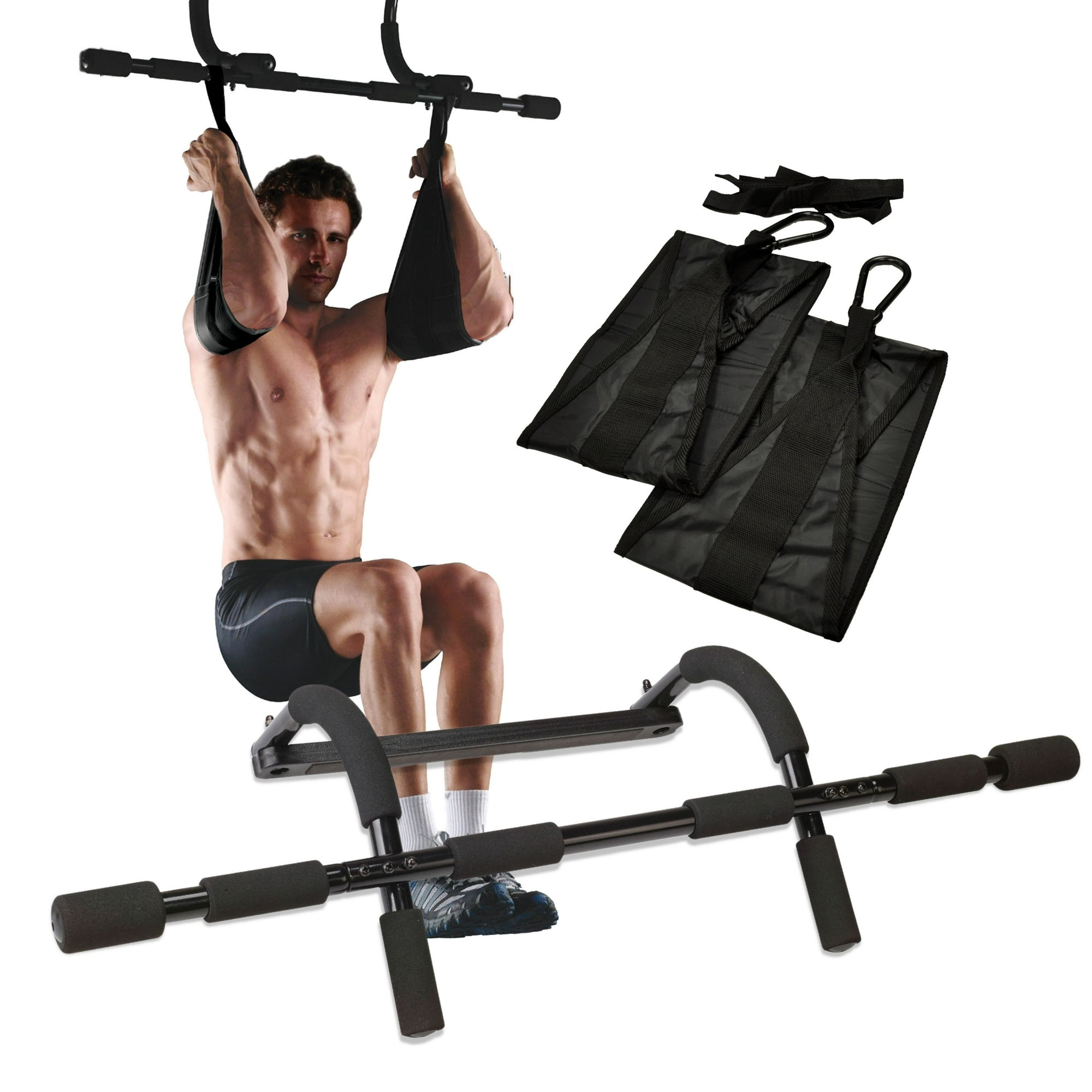 IBF Iron Body Fitness Door Gym Pull Up Chin Up Bar with Ab Sling Straps Multifunctional for Pull Ups Push Ups Sit Ups and More Fits Most Doorways Walmart
