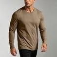 thumbnail image 5 of TKKCS Mens Cotton Long Sleeve T Shirt- Crew Neck Regular Fit Casual Wear Lightweight Base Layer Shirt Coffee Size 3XL, 5 of 7