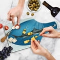 thumbnail image 4 of Shark Cutting Board, Shark in Sea with Sun Rays in Circle Aquatic Underwater Creature Predator Adventure, Tempered Glass Cutting and Serving Board, Wine Bottle Shape, Blue Grey, by Ambesonne, 4 of 5