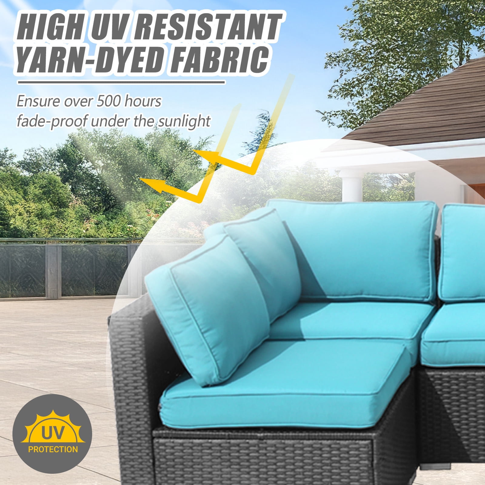 14 Pcs Patio Cushion Covers Replacement Outdoor Couch Cushions Covers Splashproof Sofa Slipcovers Set with Zippers,Patio Furniture Protector, Couch 3 Sizes, Covers Only