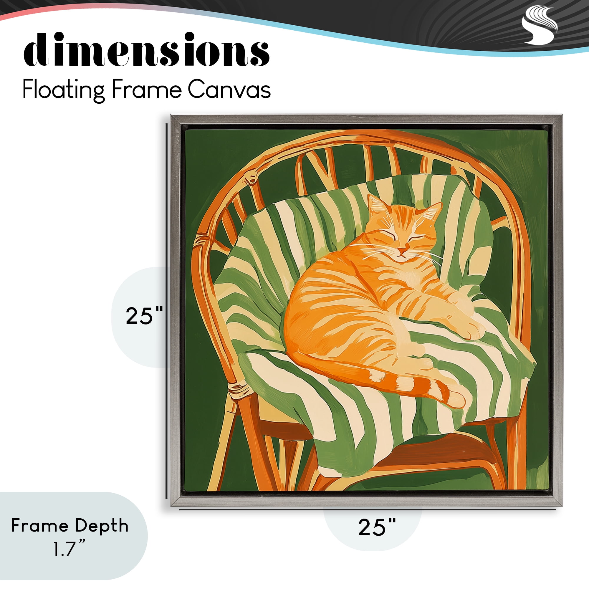 Stupell Industries Cat In Rattan Chair Gray Framed Floater Canvas Wall Art, design by Walker Noble