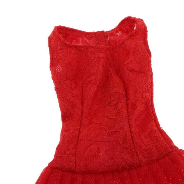 Dalazy Robe de Demoiselle d'Honneur en Tulle Dentelle Soirée Danse pour Poupées BJD 1/3 Rouge