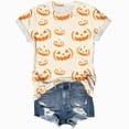 thumbnail image 5 of NOLDARES Halloween Shirts for Women Funny Halloween Ghost Tshirts Fall Spooky Pumpkin Gift Top(Beige,XXXL), 5 of 9