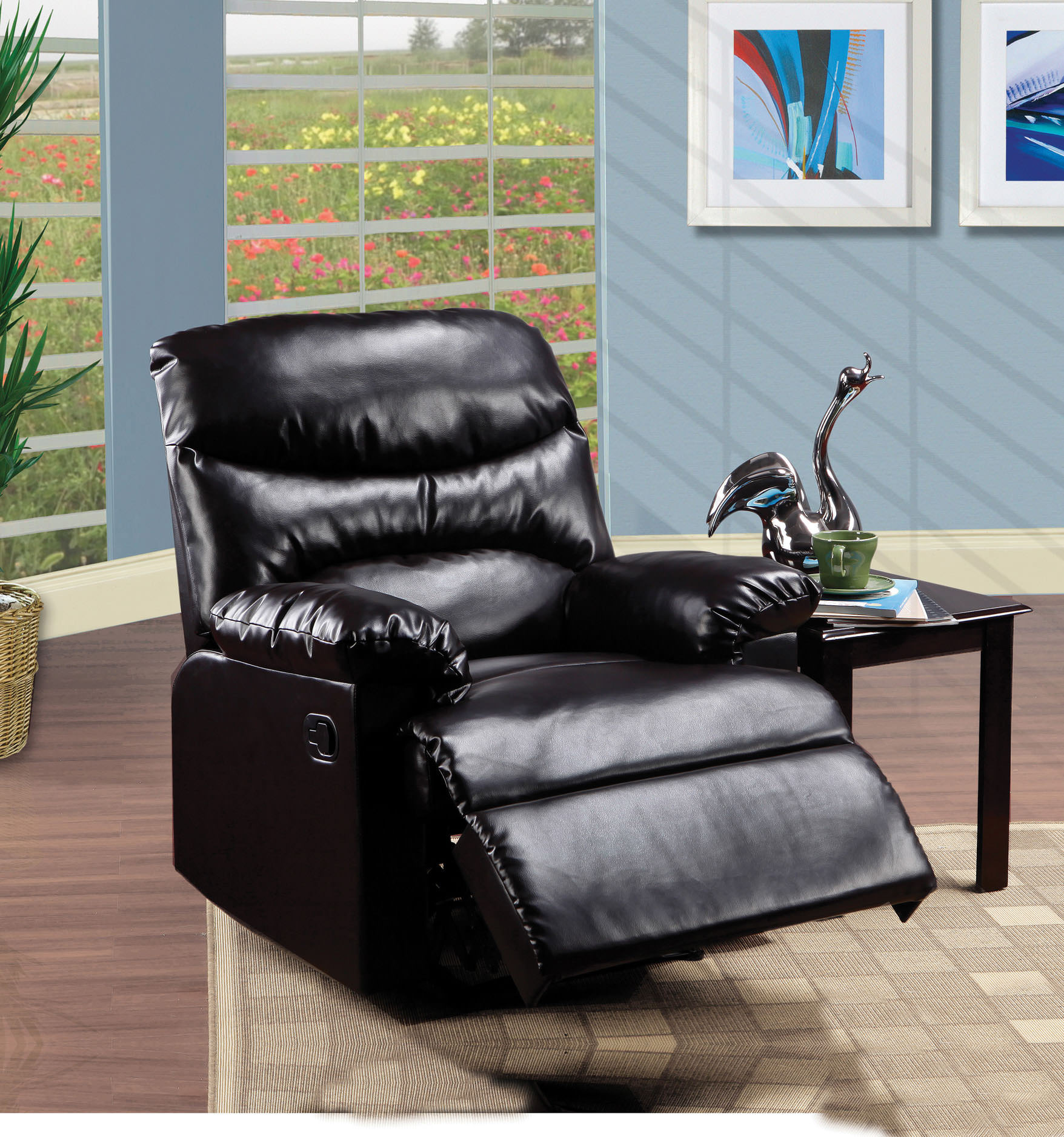 Arcadia Bonded Leather Oversized Recliner, Cracked Brown
