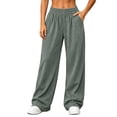 thumbnail image 2 of Lumosvexa Women's Corduroy Sweatpants, Elastic Waist with Pockets Wide Leg Winter Warm Daily Pants Gray 3XL, 2 of 7