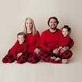 thumbnail image 3 of KOMOO Parent Child Pajamas Set Round Neck Long Sleeve Tops Red Plaid Elastic Trousers Warm Fashion Sleepwear Suit, 3 of 9