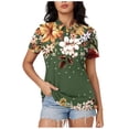thumbnail image 1 of Birdeem Blouses pour Femmes Mode Décontractée Confortable Imprimé Manches Courtes Col Rabattu Bouton Blouse T-Shirt, 1 of 12