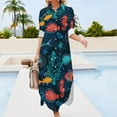 thumbnail image 3 of Tropical Fish Under the Sea Long Sleeved Shirt Dress elegant dress sexy dress for women, 3 of 6